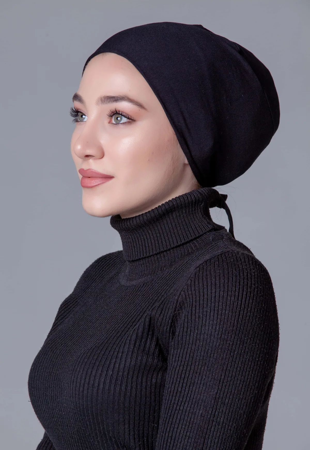 Siyah Dikişsiz Kaymayan Bone (Likralı)